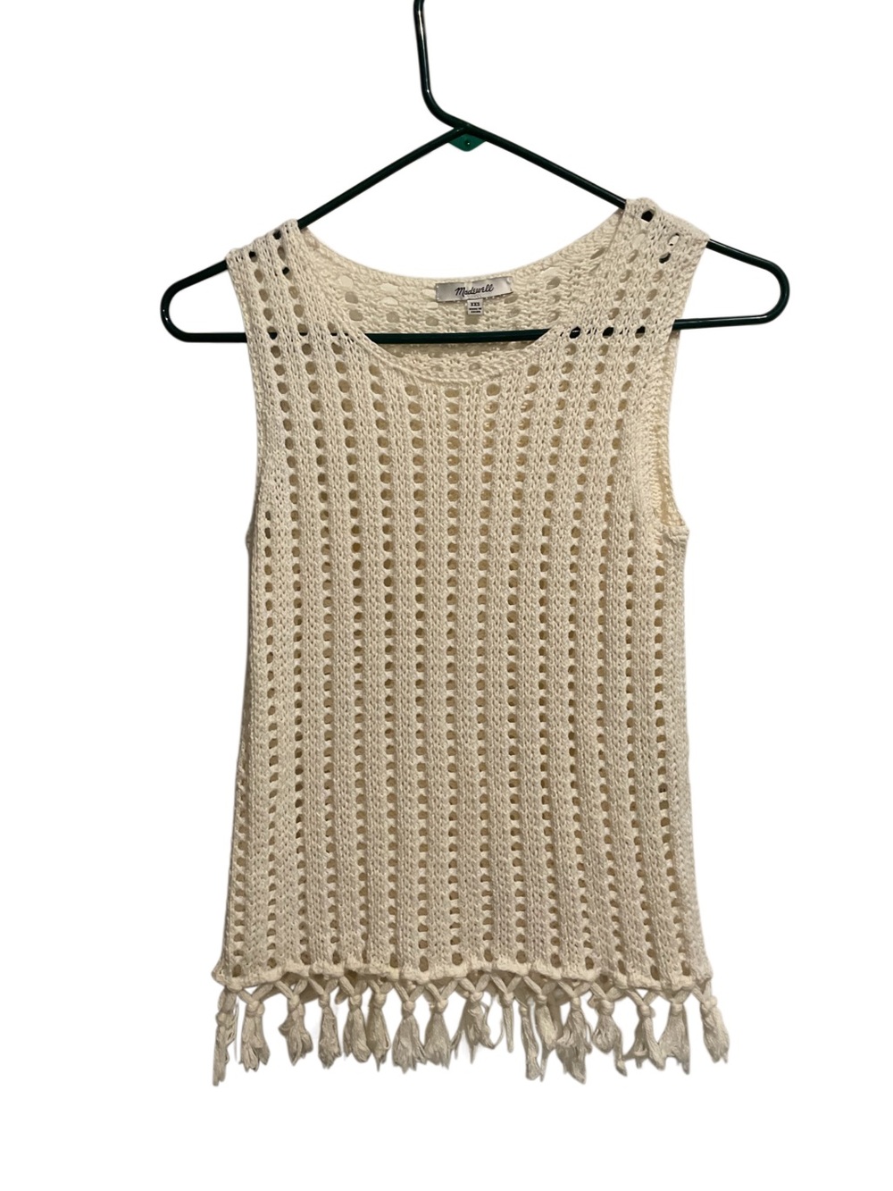 Madewell White‎ Crochet Knit Tank Top Round Neck